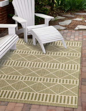 Green 2' x 3' Outdoor Trellis Rectangle Area Rug Weather Resistant for Patio, Deck, Terrace, Balcony, Porch Geometric Design Water Safe Outside Carpet for Sale at Rug Engine