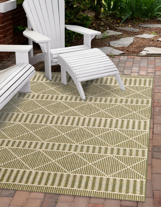 Green 10' x 12' Outdoor Trellis Rectangle Area Rug Weather Resistant for Patio, Deck, Terrace, Balcony, Porch Geometric Design Water Safe Outside Carpet for Sale at Rug Engine