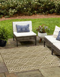 Green 6' x 6' Outdoor Trellis Square Area Rug Weather Resistant for Patio, Deck, Terrace, Balcony, Porch Geometric Design Water Safe Outside Carpet for Sale at Rug Engine