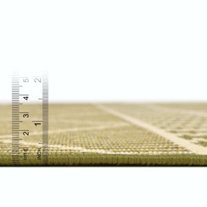 Green 6' x 6' Outdoor Trellis Square Area Rug Weather Resistant for Patio, Deck, Terrace, Balcony, Porch Geometric Design Water Safe Outside Carpet for Sale at Rug Engine