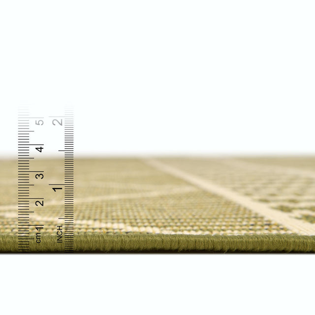 Green 6' x 6' Outdoor Trellis Square Area Rug Weather Resistant for Patio, Deck, Terrace, Balcony, Porch Geometric Design Water Safe Outside Carpet for Sale at Rug Engine