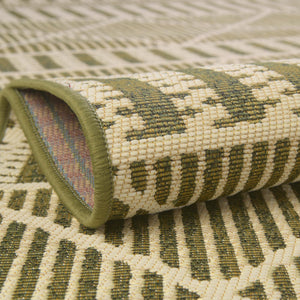 Green 6' x 6' Outdoor Trellis Square Area Rug Weather Resistant for Patio, Deck, Terrace, Balcony, Porch Geometric Design Water Safe Outside Carpet for Sale at Rug Engine