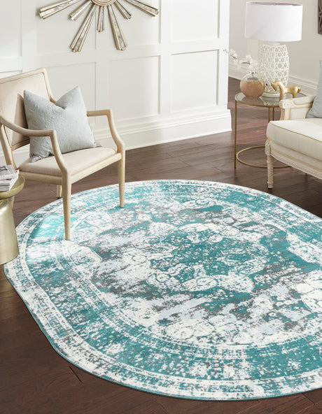 Turquoise 8' x 10' Sofia Oval Rug