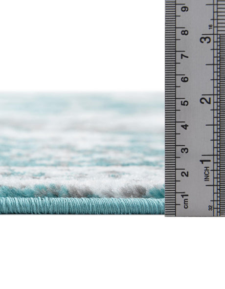 Turquoise 7' 10 x 10' Sofia Oval Area Rug Durable Easy Clean Stain Resistant Unique Carpet for Affordable Interior Home Design for Sale at Rug Engine