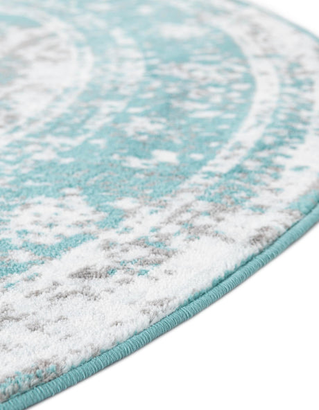 Turquoise 7' 10 x 10' Sofia Oval Area Rug Durable Easy Clean Stain Resistant Unique Carpet for Affordable Interior Home Design for Sale at Rug Engine