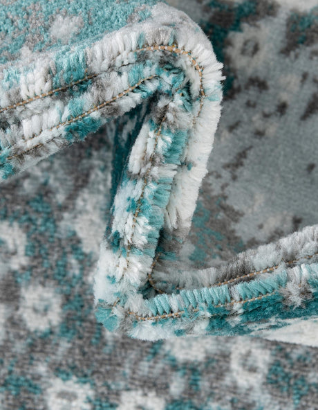 Turquoise 7' 10 x 10' Sofia Oval Area Rug Durable Easy Clean Stain Resistant Unique Carpet for Affordable Interior Home Design for Sale at Rug Engine