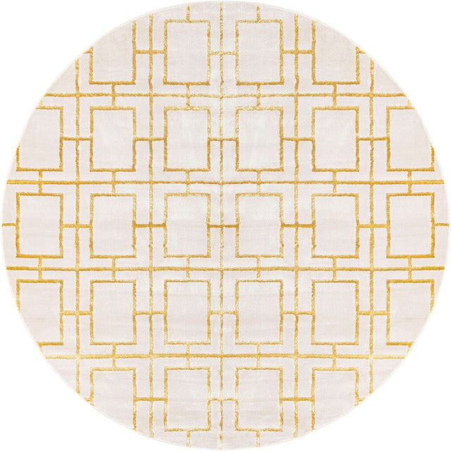 White Gold 7' 10 x 7' 10 Marilyn Monroe Glam Round Area Rug 70% Polypropylene & 30% Polyester Vivid Geometric Modern Carpet for Interior Home Decor for Sale at Rug Engine