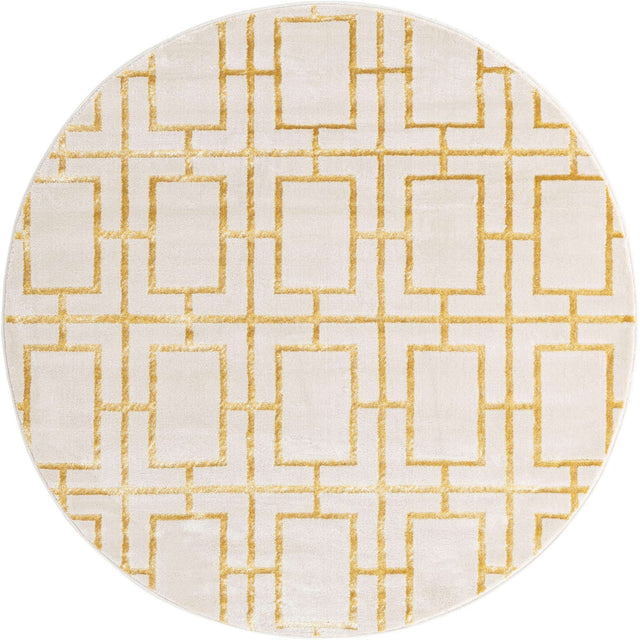 White Gold 5' 3 x 5' 3 Marilyn Monroe Glam Round Area Rug 70% Polypropylene & 30% Polyester Vivid Geometric Modern Carpet for Interior Home Decor for Sale at Rug Engine
