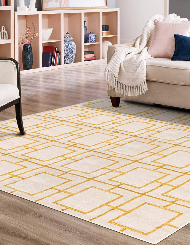 White Gold 7' 10 x 7' 10 Marilyn Monroe Glam Square Area Rug 70% Polypropylene & 30% Polyester Vivid Geometric Modern Carpet for Interior Home Decor for Sale at Rug Engine