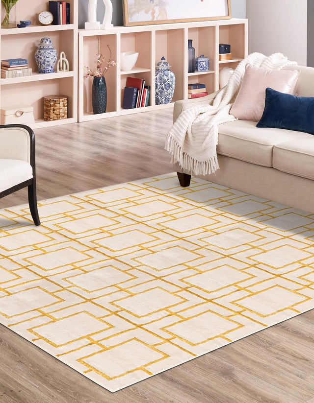 White Gold 7' 10 x 7' 10 Marilyn Monroe Glam Square Area Rug 70% Polypropylene & 30% Polyester Vivid Geometric Modern Carpet for Interior Home Decor for Sale at Rug Engine