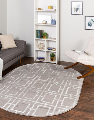 Gray Silver 5' 3 x 8' Marilyn Monroe Glam Oval Area Rug 70% Polypropylene & 30% Polyester Vivid Geometric Modern Carpet for Interior Home Decor for Sale at Rug Engine