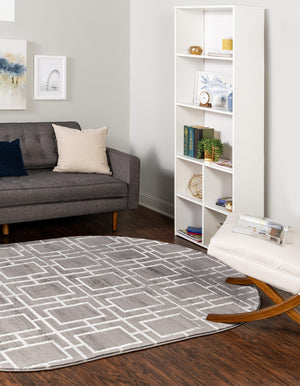 Gray Silver 5' 3 x 8' Marilyn Monroe Glam Oval Area Rug 70% Polypropylene & 30% Polyester Vivid Geometric Modern Carpet for Interior Home Decor for Sale at Rug Engine