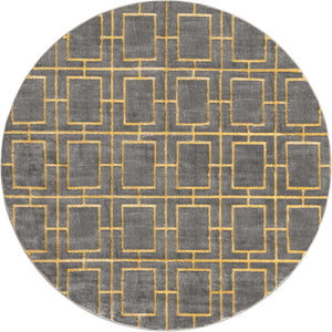 Gray Gold 7' 10 x 7' 10 Marilyn Monroe Glam Round Area Rug 70% Polypropylene & 30% Polyester Vivid Geometric Modern Carpet for Interior Home Decor for Sale at Rug Engine