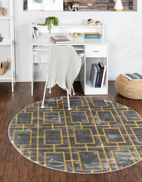 Gray Gold 3' 1 x 3' 1 Marilyn Monroe Glam Round Area Rug 70% Polypropylene & 30% Polyester Vivid Geometric Modern Carpet for Interior Home Decor for Sale at Rug Engine