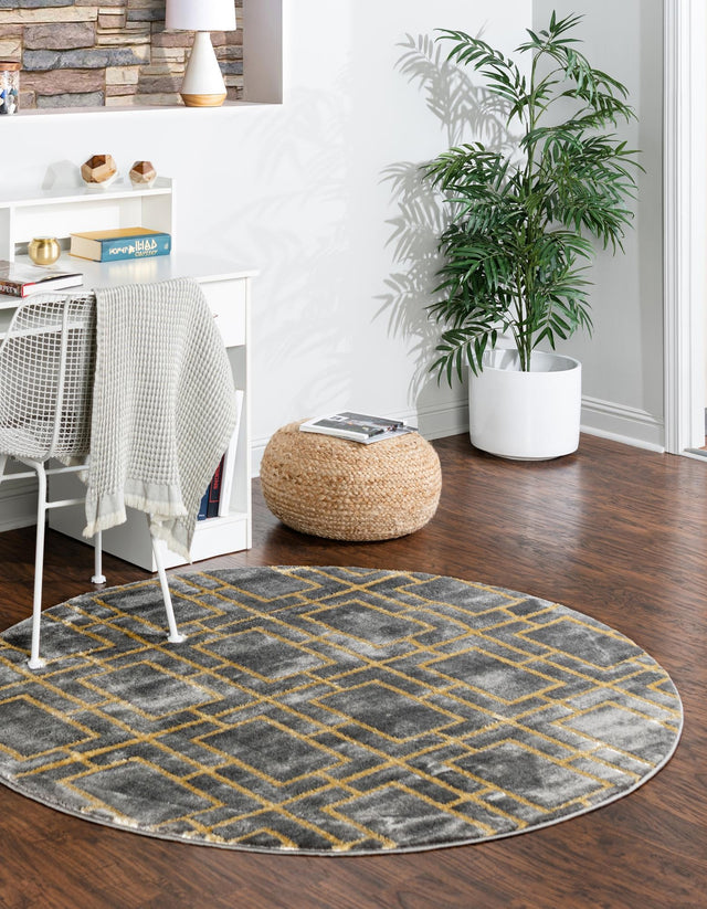 Gray Gold 3' 1 x 3' 1 Marilyn Monroe Glam Round Area Rug 70% Polypropylene & 30% Polyester Vivid Geometric Modern Carpet for Interior Home Decor for Sale at Rug Engine