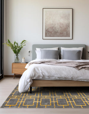 Gray Gold 7' 10 x 7' 10 Marilyn Monroe Glam Square Area Rug 70% Polypropylene & 30% Polyester Vivid Geometric Modern Carpet for Interior Home Decor for Sale at Rug Engine