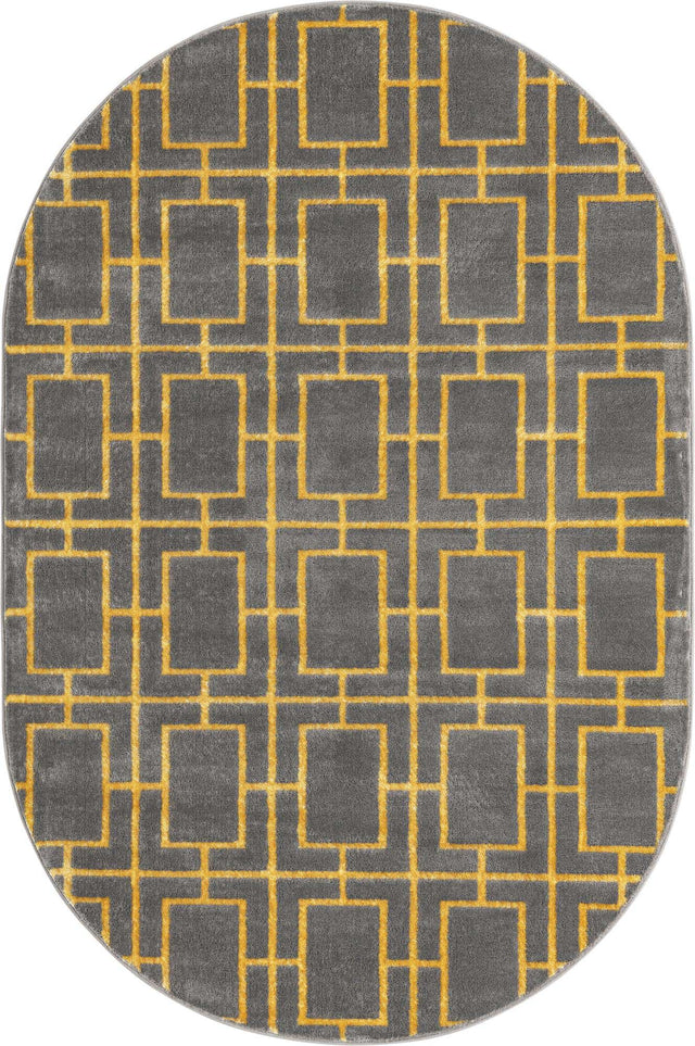 Gray Gold 5' 3 x 8' Marilyn Monroe Glam Oval Area Rug 70% Polypropylene & 30% Polyester Vivid Geometric Modern Carpet for Interior Home Decor for Sale at Rug Engine