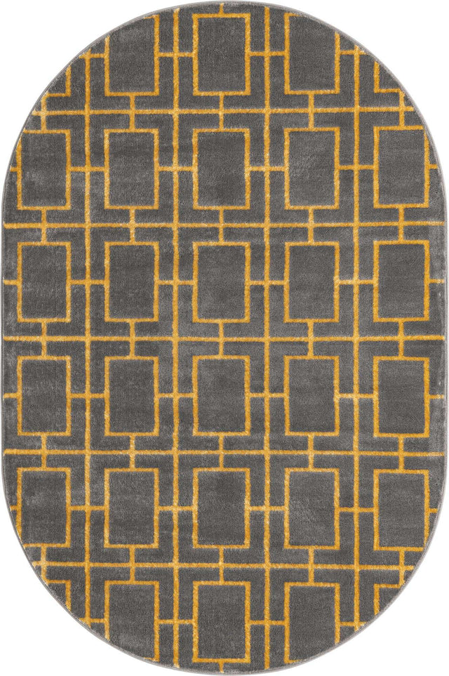 Gray Gold 4' 1 x 6' 1 Marilyn Monroe Glam Oval Area Rug 70% Polypropylene & 30% Polyester Vivid Geometric Modern Carpet for Interior Home Decor for Sale at Rug Engine