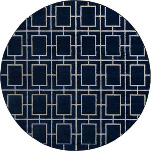 Navy Blue Silver 7' 10 x 7' 10 Marilyn Monroe Glam Round Area Rug 70% Polypropylene & 30% Polyester Vivid Geometric Modern Carpet for Interior Home Decor for Sale at Rug Engine