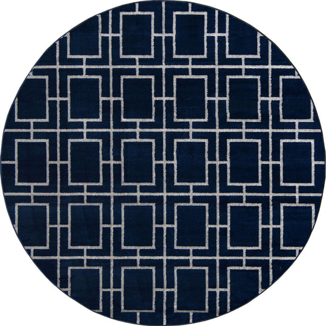 Navy Blue Silver 7' 10 x 7' 10 Marilyn Monroe Glam Round Area Rug 70% Polypropylene & 30% Polyester Vivid Geometric Modern Carpet for Interior Home Decor for Sale at Rug Engine