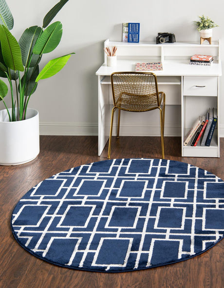 Navy Blue Silver 5' 3 x 5' 3 Marilyn Monroe Glam Round Area Rug 70% Polypropylene & 30% Polyester Vivid Geometric Modern Carpet for Interior Home Decor for Sale at Rug Engine