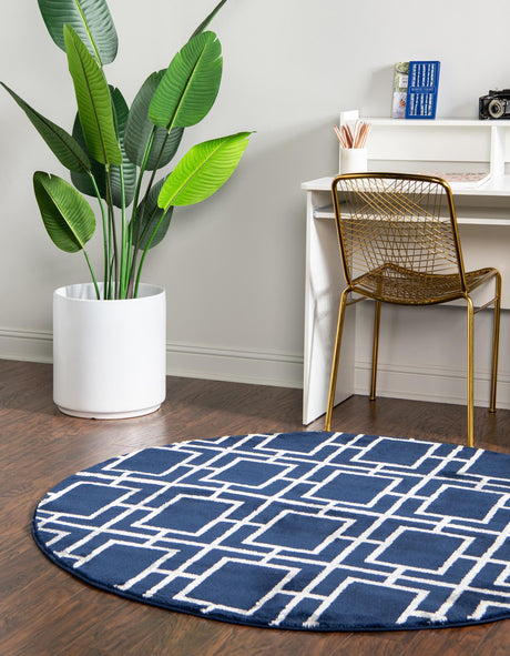 Navy Blue Silver 5' 3 x 5' 3 Marilyn Monroe Glam Round Area Rug 70% Polypropylene & 30% Polyester Vivid Geometric Modern Carpet for Interior Home Decor for Sale at Rug Engine