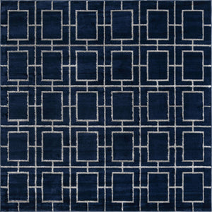 Navy Blue Silver 7' 10 x 7' 10 Marilyn Monroe Glam Square Area Rug 70% Polypropylene & 30% Polyester Vivid Geometric Modern Carpet for Interior Home Decor for Sale at Rug Engine