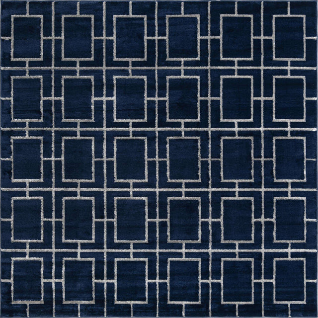 Navy Blue Silver 7' 10 x 7' 10 Marilyn Monroe Glam Square Area Rug 70% Polypropylene & 30% Polyester Vivid Geometric Modern Carpet for Interior Home Decor for Sale at Rug Engine