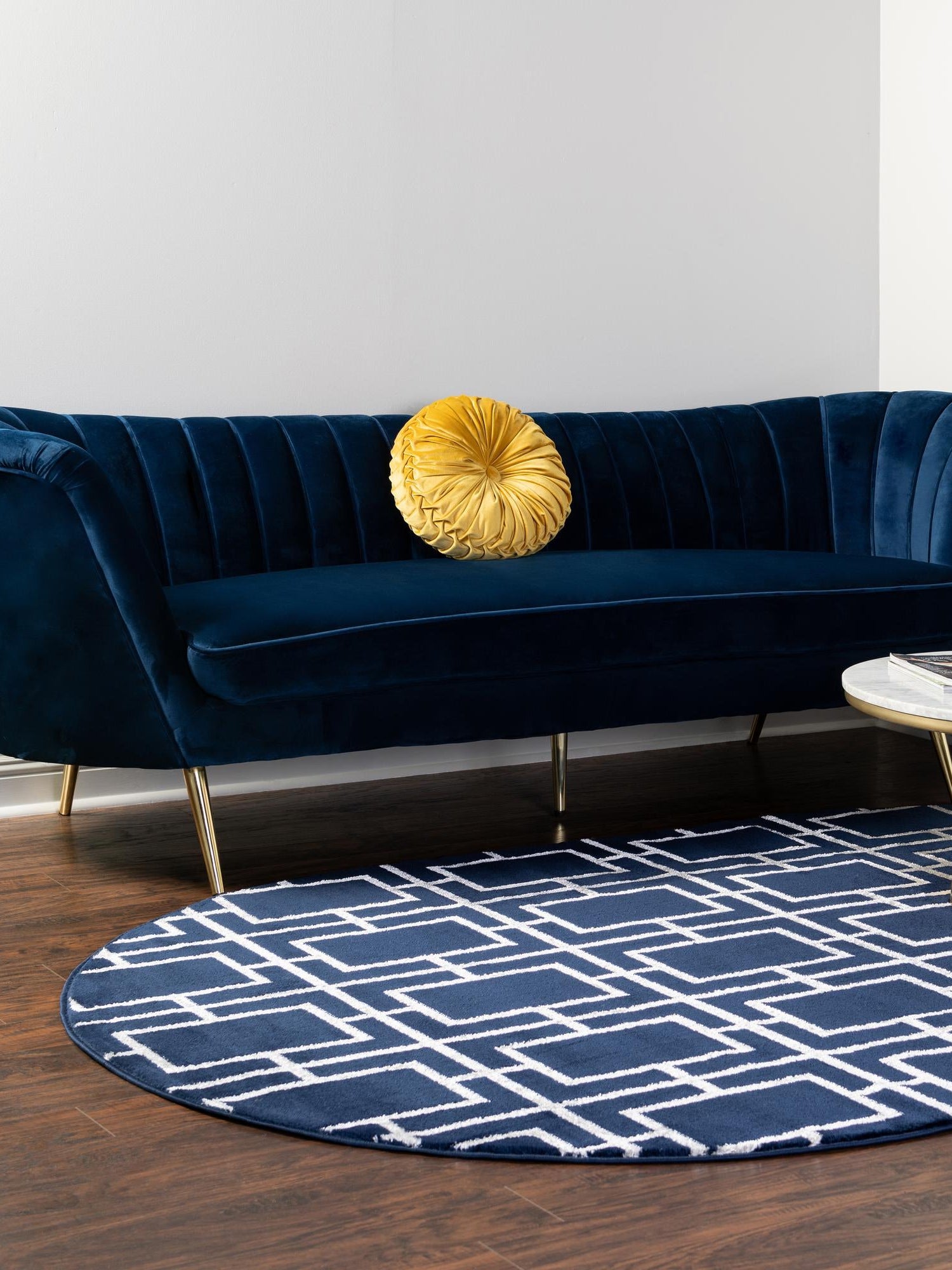 Navy Blue Silver 5' 3 x 8' Marilyn Monroe Glam Oval Area Rug 70% Polypropylene & 30% Polyester Vivid Geometric Modern Carpet for Interior Home Decor for Sale at Rug Engine