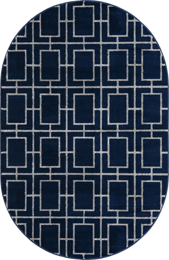 Navy Blue Silver 5' 3 x 8' Marilyn Monroe Glam Oval Area Rug 70% Polypropylene & 30% Polyester Vivid Geometric Modern Carpet for Interior Home Decor for Sale at Rug Engine