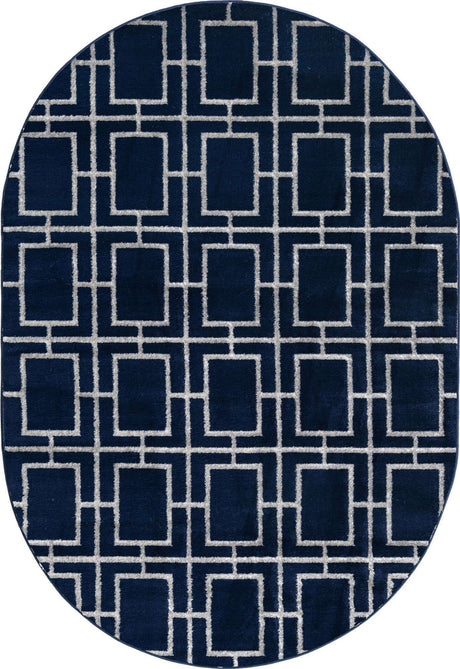 Navy Blue Silver 4' 1 x 6' 1 Marilyn Monroe Glam Oval Area Rug 70% Polypropylene & 30% Polyester Vivid Geometric Modern Carpet for Interior Home Decor for Sale at Rug Engine