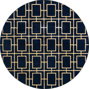 Navy Blue Gold 7' 10 x 7' 10 Marilyn Monroe Glam Round Area Rug 70% Polypropylene & 30% Polyester Vivid Geometric Modern Carpet for Interior Home Decor for Sale at Rug Engine