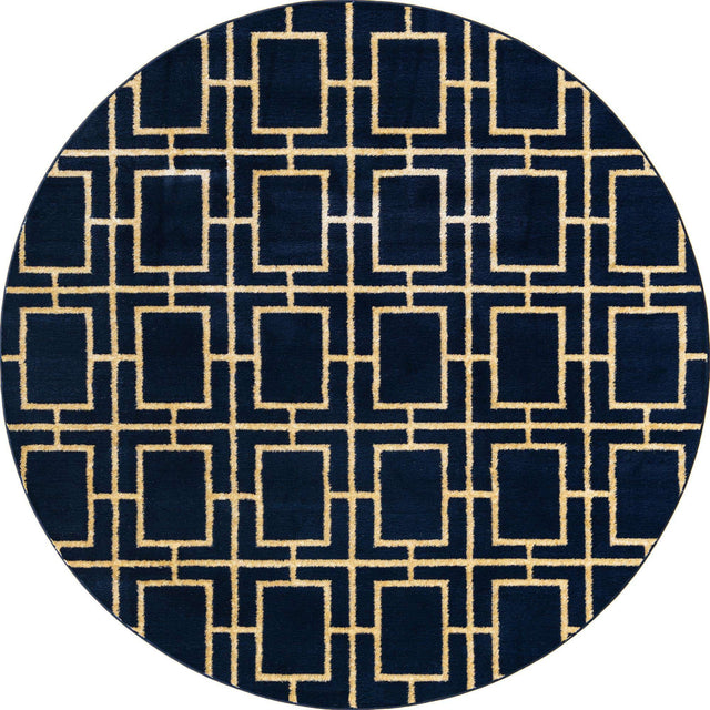 Navy Blue Gold 7' 10 x 7' 10 Marilyn Monroe Glam Round Area Rug 70% Polypropylene & 30% Polyester Vivid Geometric Modern Carpet for Interior Home Decor for Sale at Rug Engine