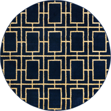 Navy Blue Gold 5' 3 x 5' 3 Marilyn Monroe Glam Round Area Rug 70% Polypropylene & 30% Polyester Vivid Geometric Modern Carpet for Interior Home Decor for Sale at Rug Engine
