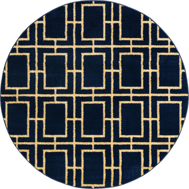 Navy Blue Gold 5' 3 x 5' 3 Marilyn Monroe Glam Round Area Rug 70% Polypropylene & 30% Polyester Vivid Geometric Modern Carpet for Interior Home Decor for Sale at Rug Engine