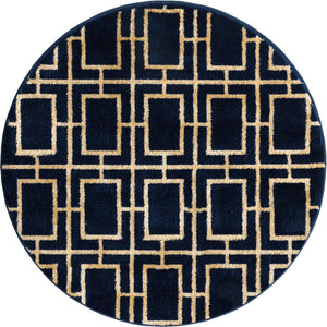 Navy Blue Gold 3' 1 x 3' 1 Marilyn Monroe Glam Round Area Rug 70% Polypropylene & 30% Polyester Vivid Geometric Modern Carpet for Interior Home Decor for Sale at Rug Engine