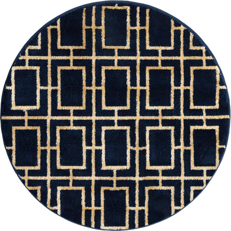 Navy Blue Gold 3' 1 x 3' 1 Marilyn Monroe Glam Round Area Rug 70% Polypropylene & 30% Polyester Vivid Geometric Modern Carpet for Interior Home Decor for Sale at Rug Engine
