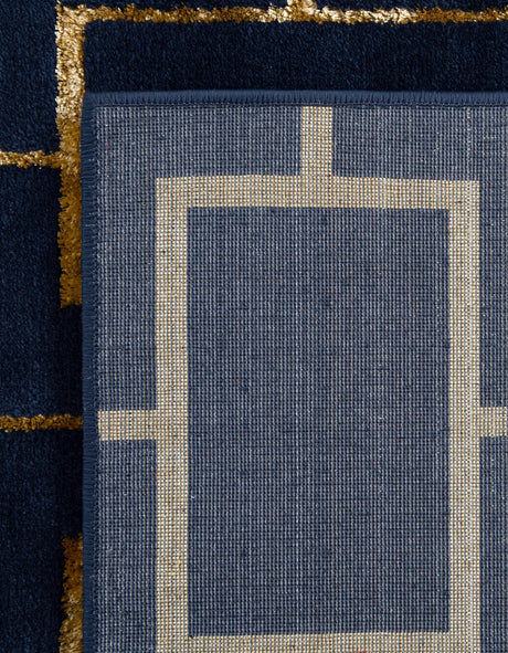 Navy Blue Gold 7' 10 x 7' 10 Marilyn Monroe Glam Square Area Rug 70% Polypropylene & 30% Polyester Vivid Geometric Modern Carpet for Interior Home Decor for Sale at Rug Engine