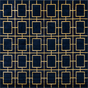 Navy Blue Gold 7' 10 x 7' 10 Marilyn Monroe Glam Square Area Rug 70% Polypropylene & 30% Polyester Vivid Geometric Modern Carpet for Interior Home Decor for Sale at Rug Engine