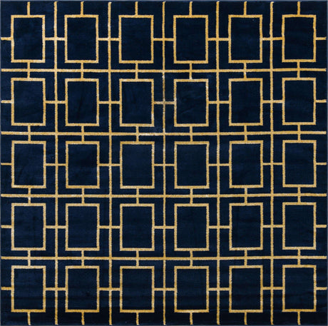 Navy Blue Gold 7' 10 x 7' 10 Marilyn Monroe Glam Square Area Rug 70% Polypropylene & 30% Polyester Vivid Geometric Modern Carpet for Interior Home Decor for Sale at Rug Engine