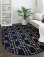 Navy Blue Gold 5' 3 x 8' Marilyn Monroe Glam Oval Area Rug 70% Polypropylene & 30% Polyester Vivid Geometric Modern Carpet for Interior Home Decor for Sale at Rug Engine