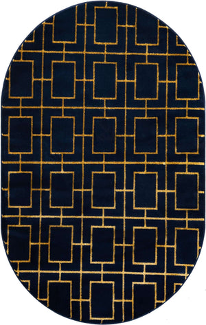 Navy Blue Gold 5' 3 x 8' Marilyn Monroe Glam Oval Area Rug 70% Polypropylene & 30% Polyester Vivid Geometric Modern Carpet for Interior Home Decor for Sale at Rug Engine