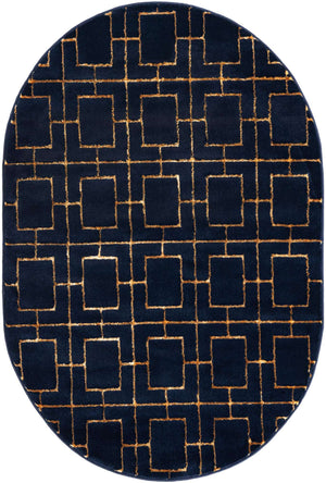 Navy Blue Gold 4' 1 x 6' 1 Marilyn Monroe Glam Oval Area Rug 70% Polypropylene & 30% Polyester Vivid Geometric Modern Carpet for Interior Home Decor for Sale at Rug Engine