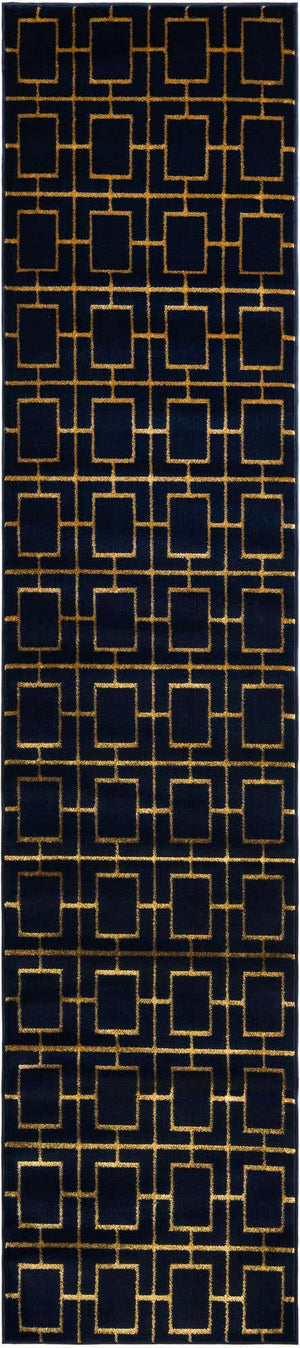 Navy Blue Gold 2' 7 x 12' Marilyn Monroe Glam Runner Area Rug 70% Polypropylene & 30% Polyester Vivid Geometric Modern Carpet for Interior Home Decor for Sale at Rug Engine