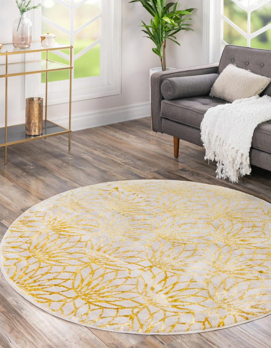 White Gold 3' 1 x 3' 1 Marilyn Monroe Glam Round Area Rug 70% Polyprop ...