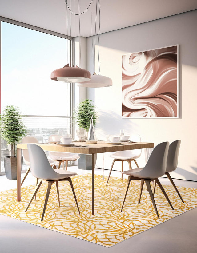 White Gold 7' 10 x 7' 10 Marilyn Monroe Glam Square Area Rug 70% Polypropylene & 30% Polyester Vivid Geometric Modern Carpet for Interior Home Decor for Sale at Rug Engine
