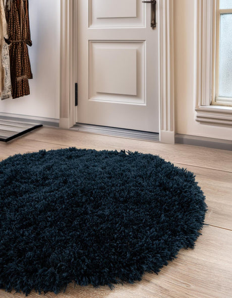 Aegean Blue 3' 3 x 3' 3 Marilyn Monroe Opulence Shag Round Area Rug Thick Soft Touch Fluffy & Plush Shaggy Pile