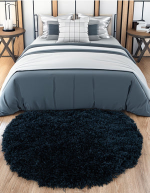 Aegean Blue 3' 3 x 3' 3 Marilyn Monroe Opulence Shag Round Area Rug Thick Soft Touch Fluffy & Plush Shaggy Pile