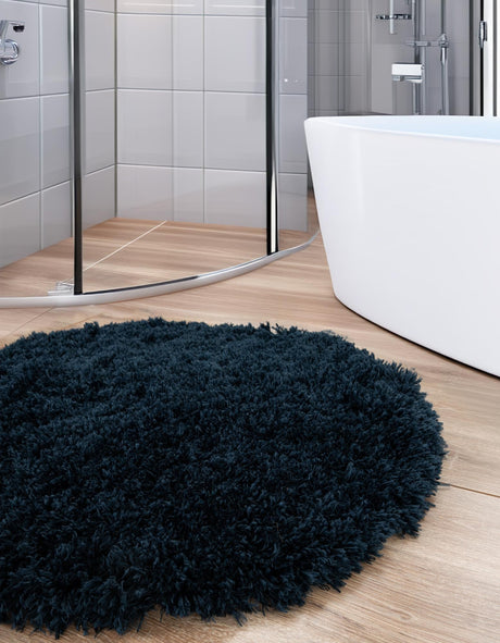 Aegean Blue 3' 3 x 3' 3 Marilyn Monroe Opulence Shag Round Area Rug Thick Soft Touch Fluffy & Plush Shaggy Pile 100% Polyester Carpet for Living, Dining, Bedroom, Office for Sale at Rug Engine