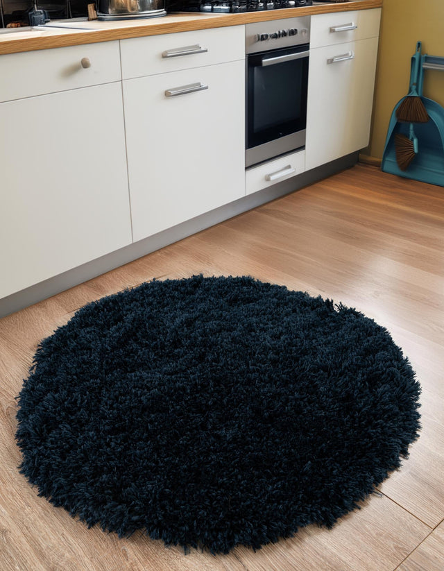 Aegean Blue 3' 3 x 3' 3 Marilyn Monroe Opulence Shag Round Area Rug Thick Soft Touch Fluffy & Plush Shaggy Pile